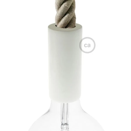Wooden E27 lamp holder kit for 3XL cord - White