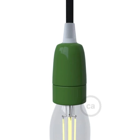 Porcelain E14 lamp holder kit - Green