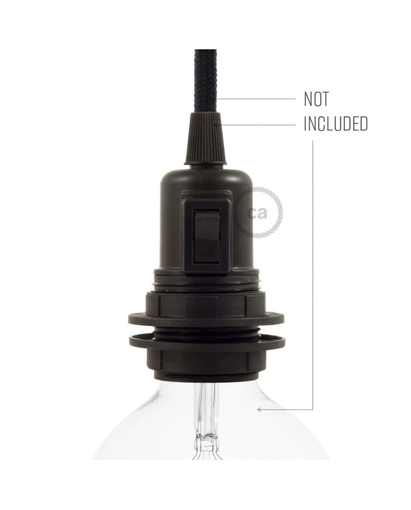 Double ferrule thermoplastic E27 lamp holder kit for lampshade with switch