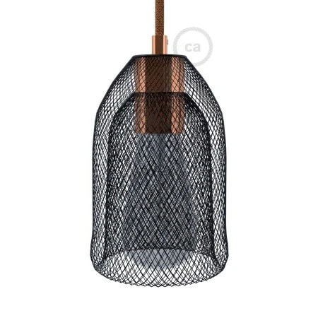 Naked light bulb cage metal lampshade Ghostbell with E27 lamp holder - Black - Copper