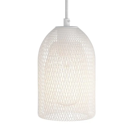 Naked light bulb cage metal lampshade Ghostbell with E27 lamp holder - White