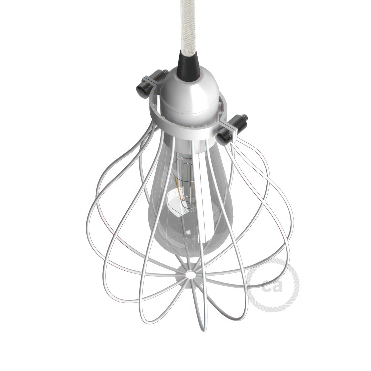 Naked light bulb cage metal lampshade Drop with adjustable collar closure