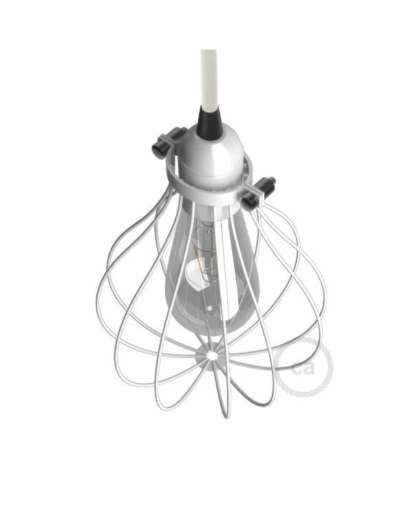 Naked light bulb cage metal lampshade Drop with adjustable collar closure