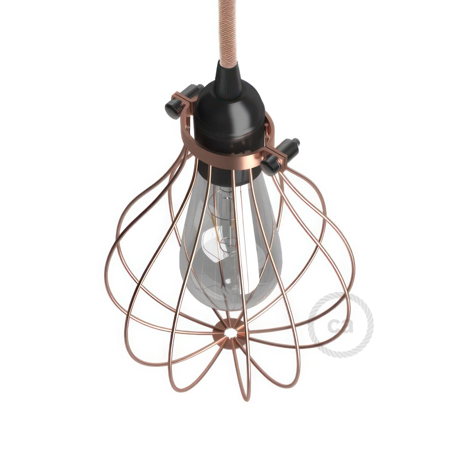 Naked light bulb cage metal lampshade Drop with adjustable collar closure