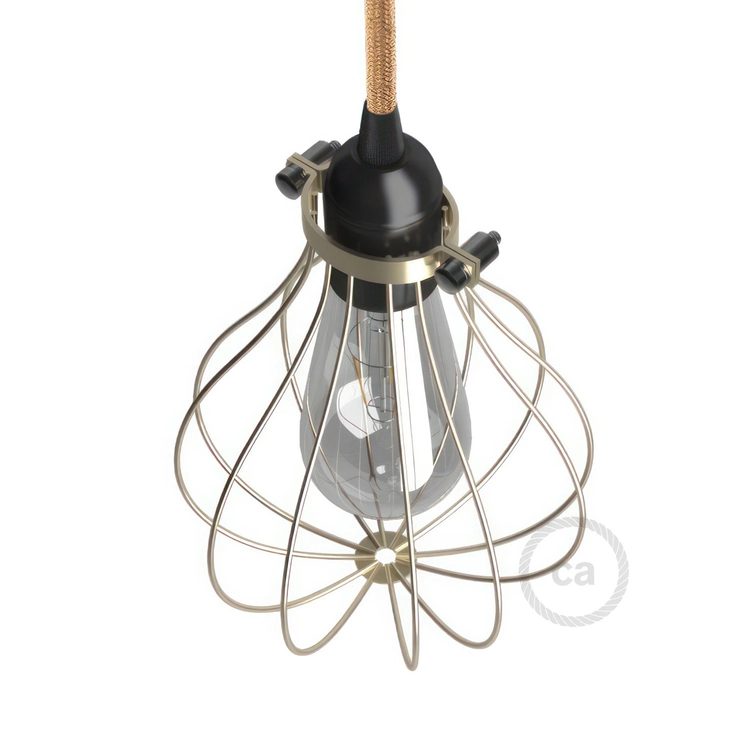 Naked light bulb cage metal lampshade Drop with adjustable collar closure