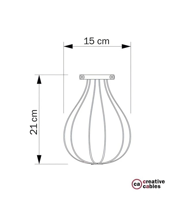 Naked light bulb cage metal lampshade Drop with adjustable collar closure