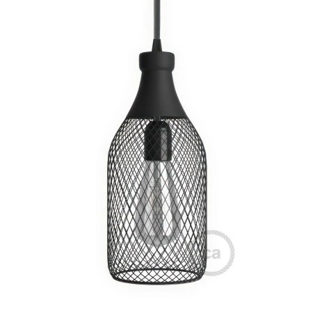 Bottle-shaped naked light bulb cage metal lampshade Jéroboam - Black