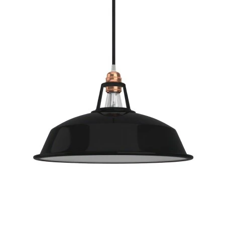Harbour lampshade in enamelled metal with E27 fitting, 38 cm diameter - Black
