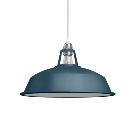 Harbour lampshade in enamelled metal with E27 fitting, 38 cm diameter - Petrol