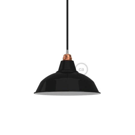 Bistrot lampshade in polished metal for E27 fitting, 30 cm diameter - Black