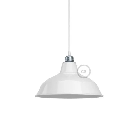 Bistrot lampshade in polished metal for E27 fitting, 30 cm diameter - White