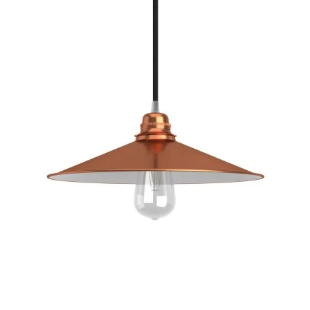 Swing enamelled metal lampshade for E27 fitting - White - Copper