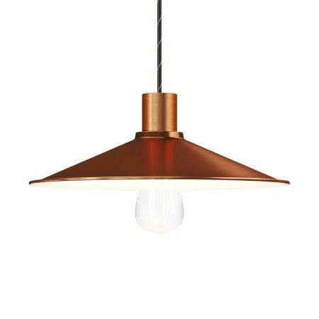 Swing enamelled metal lampshade for E27 fitting - White - Brushed copper