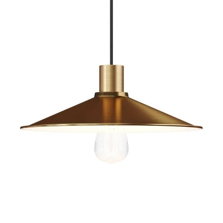 Swing enamelled metal lampshade for E27 fitting - White - Brushed bronze
