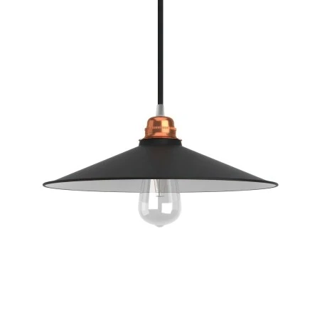 Swing enamelled metal lampshade for E27 fitting - White - Black