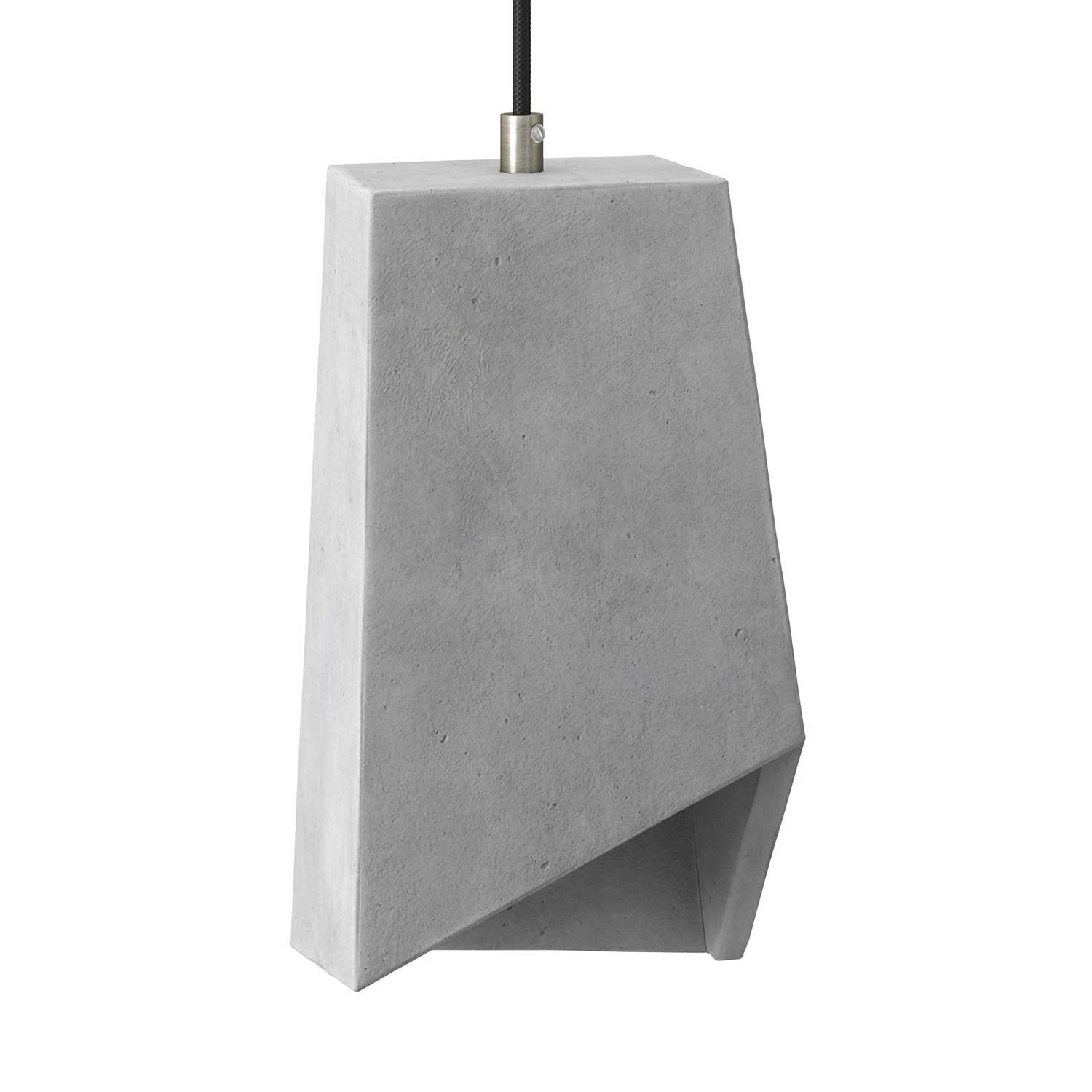 Prisma cement lampshade for suspension, with cable clamp and E27 lamp holder