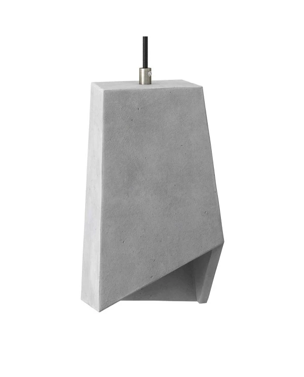 Prisma cement lampshade for suspension, with cable clamp and E27 lamp holder