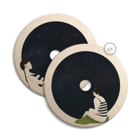 UFO Wooden lampshade Special Edition Italian Illustrators, double face - 33 cm diameter - Chiara Fucà