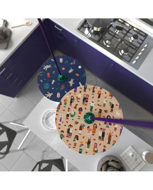 UFO Wooden lampshade Special Edition Italian Illustrators, double face - 33 cm diameter