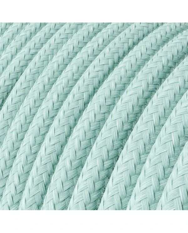 Round Electric Cable covered by Cotton solid color fabric RC18 Celadon Green