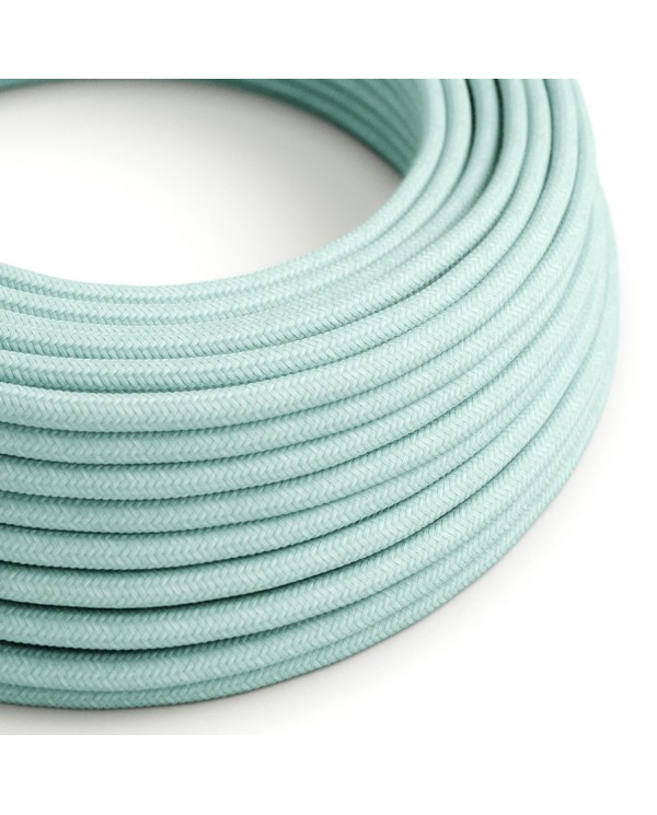 Round Electric Cable covered by Cotton solid color fabric RC18 Celadon Green