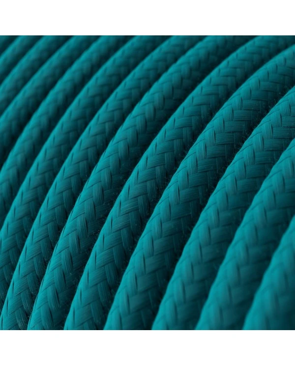 Round Electric Cable covered by Cotton solid color fabric RC21 Cerulean