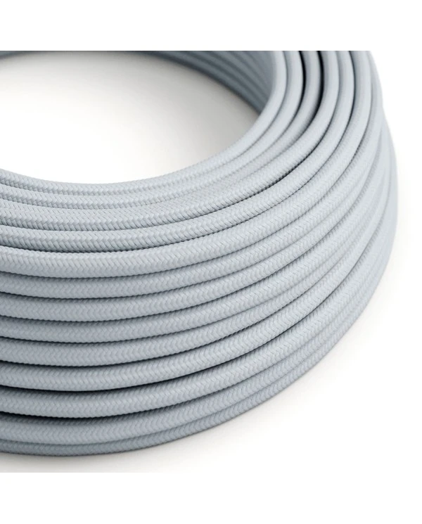 Round Electric Cable covered by Rayon solid color fabric RM30 light blu grey