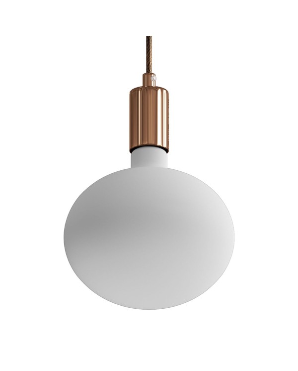Pendant lamp with textile cable and contrasting metal details - Made in Italy