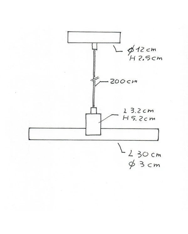 Pendant lamp with textile cable, S14d Syntax® lamp holder and metal details - Made in Italy