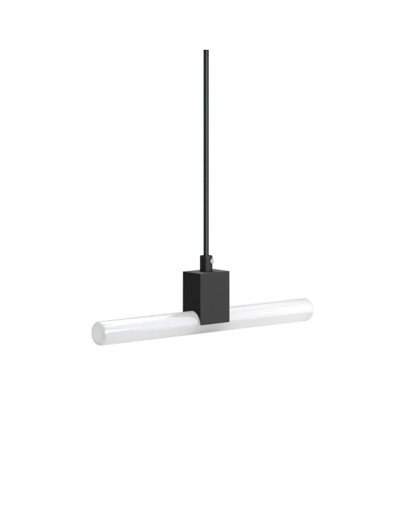 Pendant lamp with textile cable, S14d Syntax® lamp holder and metal details - Made in Italy