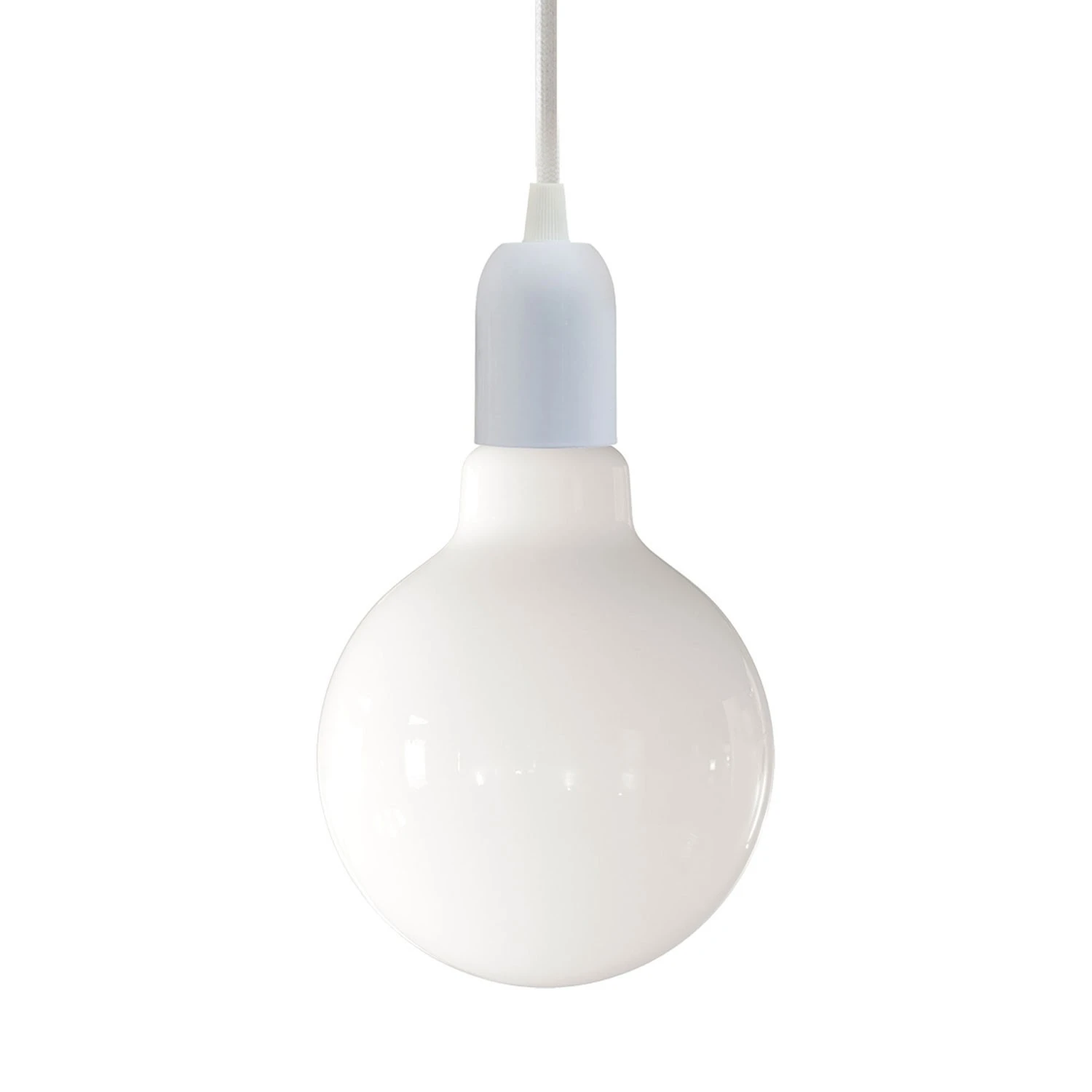 Pendant lamp with textile cable, rose and hemispherical metal lamp holder - Made in Italy - Bulb included