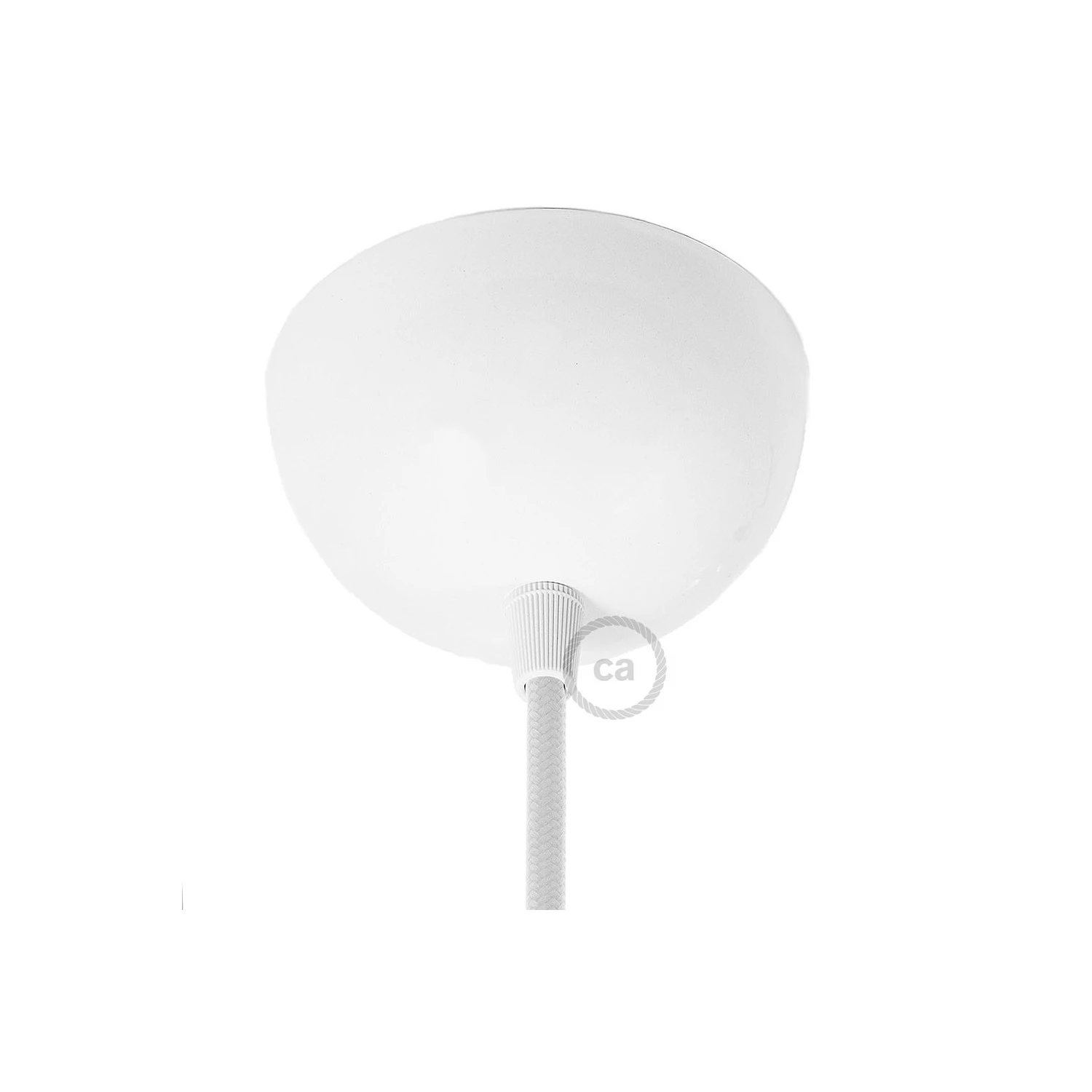 Pendant lamp with textile cable, rose and hemispherical metal lamp holder - Made in Italy - Bulb included
