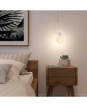 Pendant lamp with textile cable, rose and hemispherical metal lamp holder - Made in Italy - Bulb included