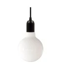 Pendant lamp with textile cable, rose and hemispherical metal lamp holder - Made in Italy - Bulb included