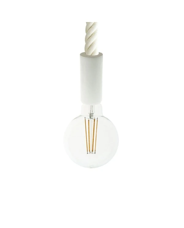 Pendant lamp with 3XL 30mm nautical cord painted wood details - Made in Italy