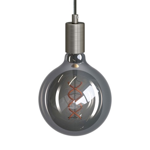 Pendant lamp with textile cable and metal details - Made in Italy