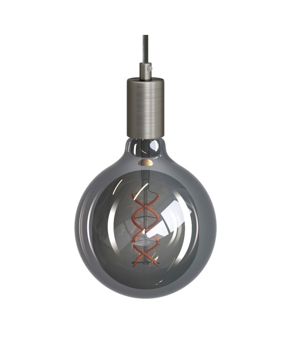 Pendant lamp with textile cable and metal details - Made in Italy