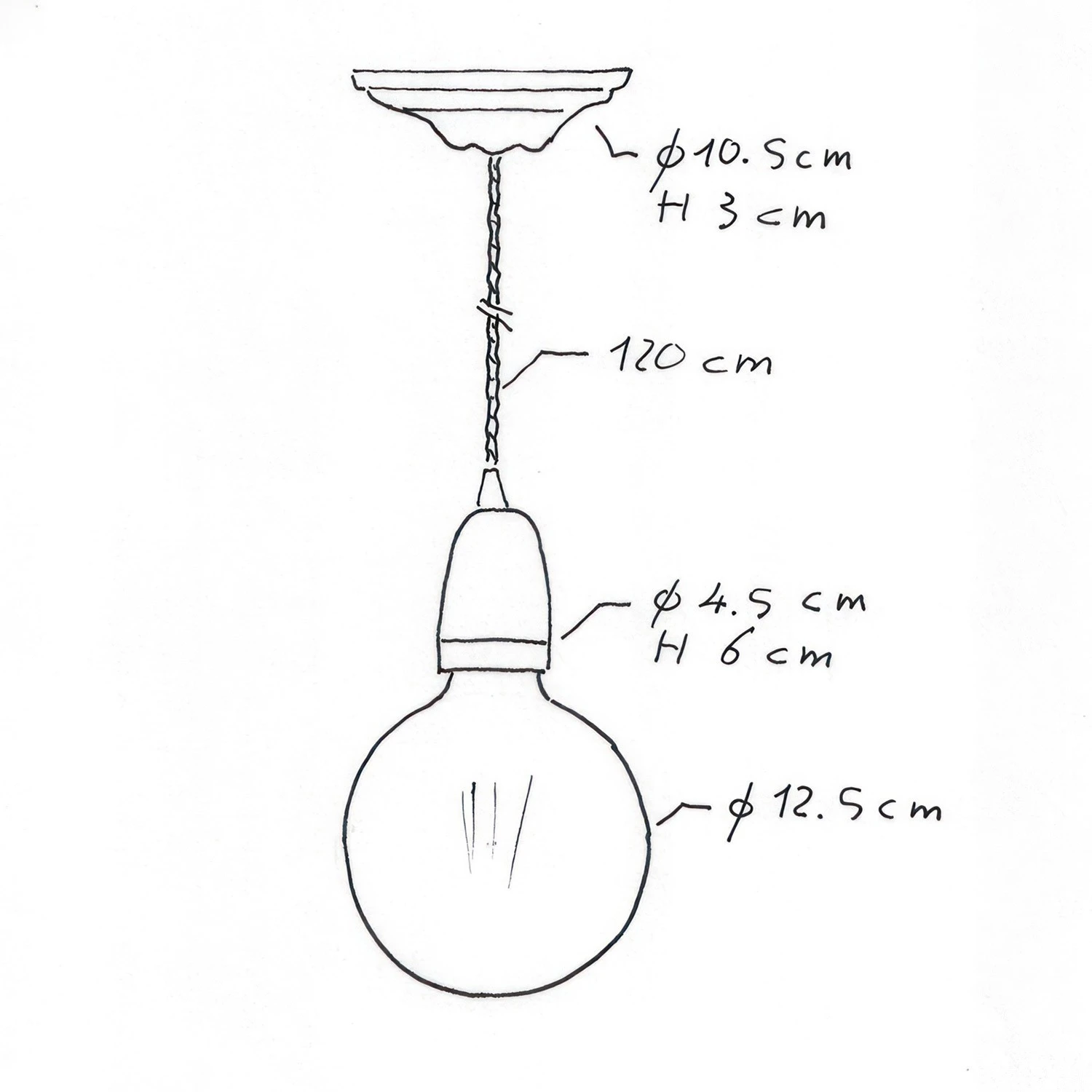 Pendant lamp with twisted textile cable and porcelain details - Made in Italy