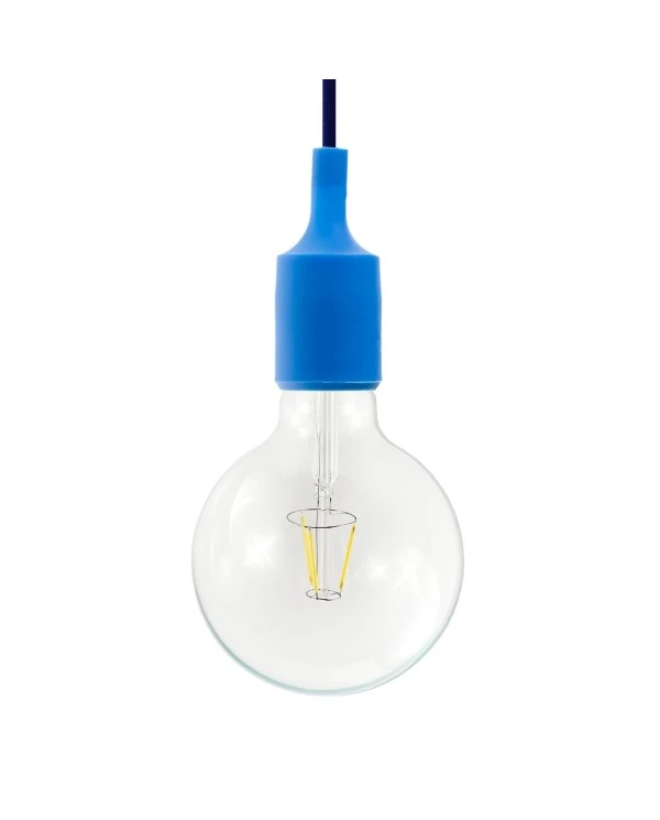 Pendant lamp with textile cable and silicone details - Made in Italy - Bulb included