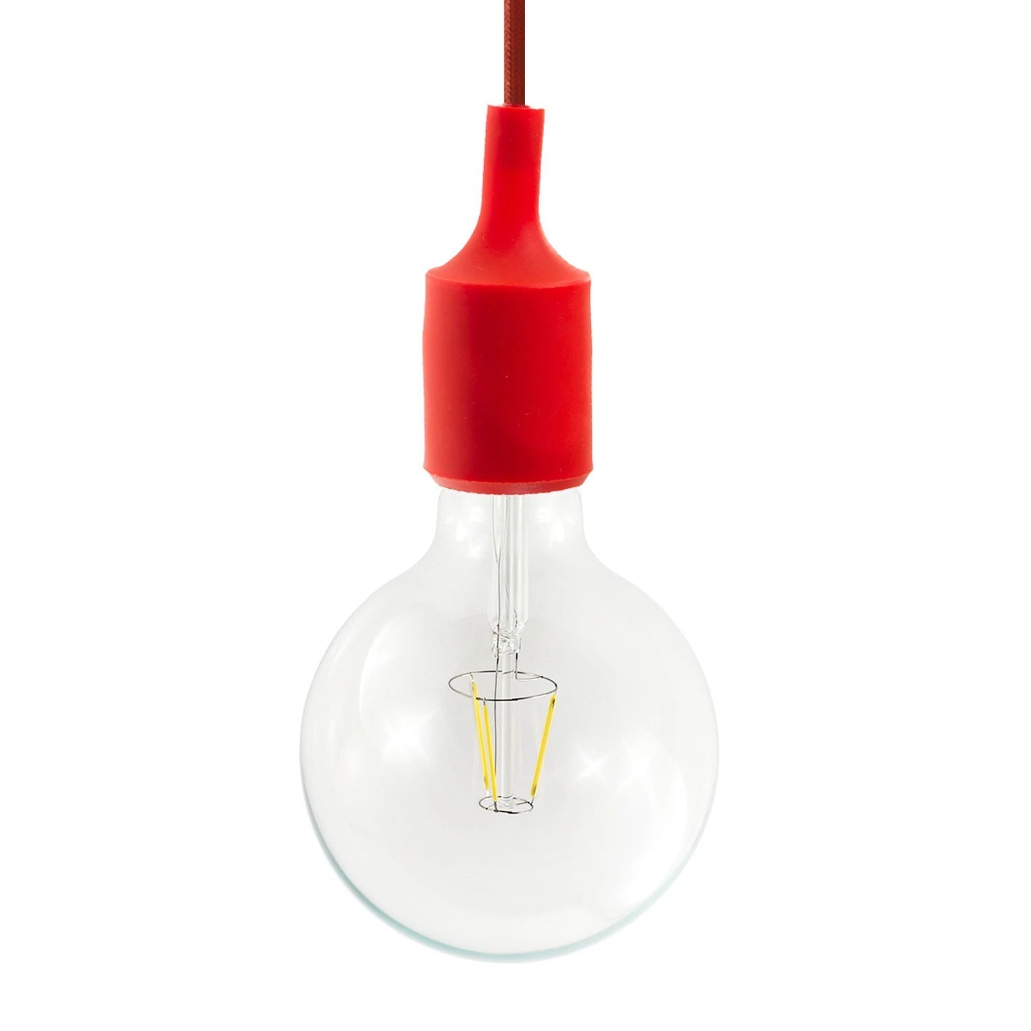 Pendant lamp with textile cable and silicone details - Made in Italy - Bulb included