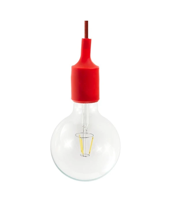 Pendant lamp with textile cable and silicone details - Made in Italy - Bulb included