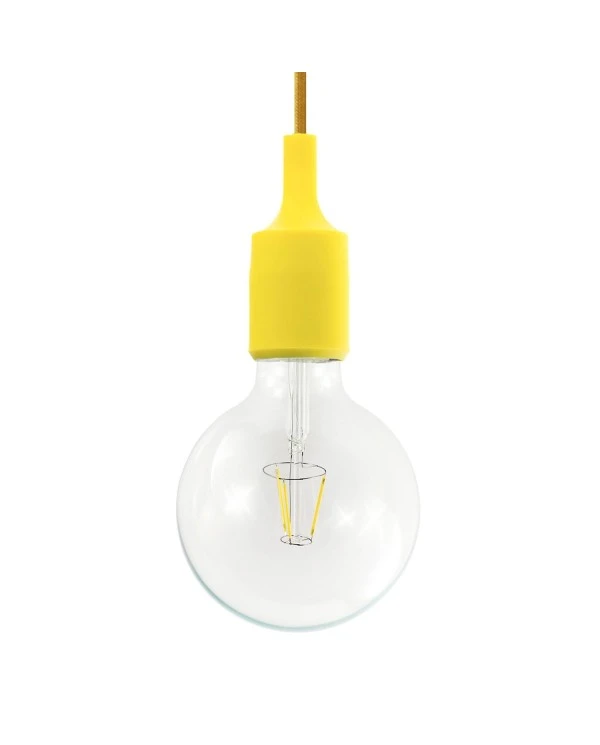 Pendant lamp with textile cable and silicone details - Made in Italy - Bulb included