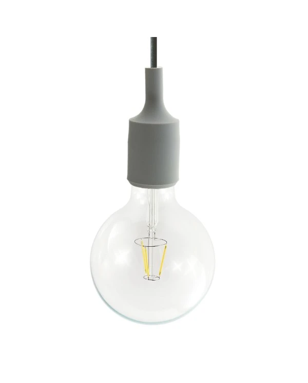 Pendant lamp with textile cable and silicone details - Made in Italy - Bulb included