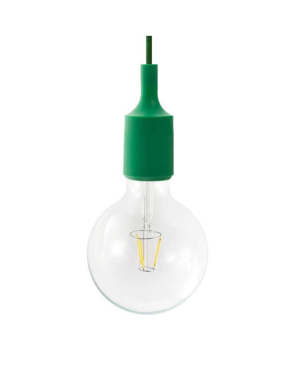 Pendant lamp with textile cable and silicone details - Made in Italy - Bulb included