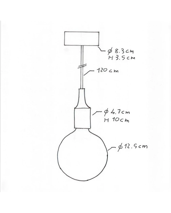 Pendant lamp with textile cable and silicone details - Made in Italy - Bulb included