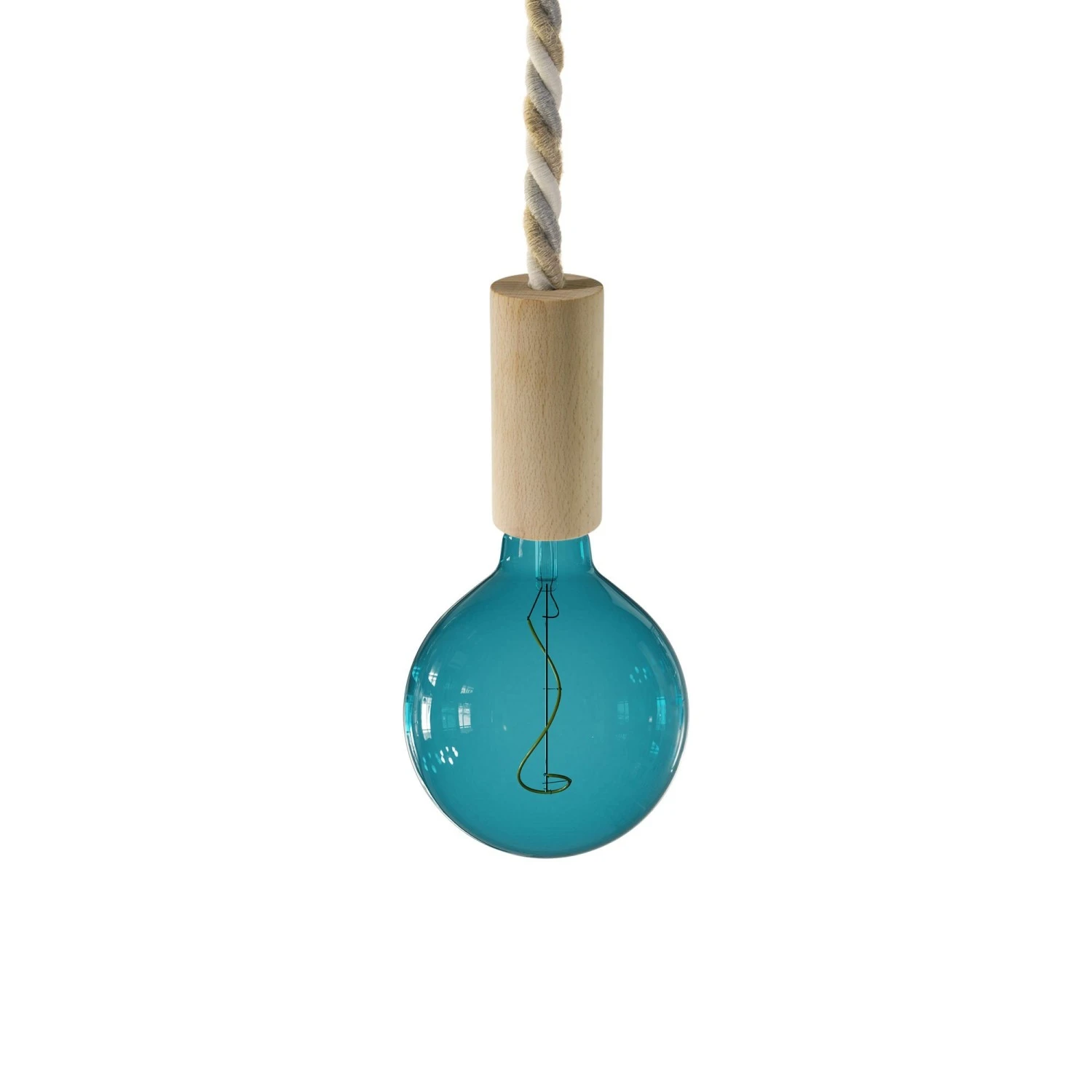 Pendant lamp with XL nautical cord and wooden details - Made in Italy