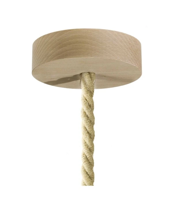 Pendant lamp with XL nautical cord and wooden details - Made in Italy