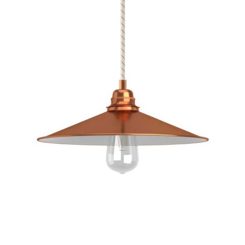 Pendant lamp with textile cable, Swing lampshade and metal details - Made in Italy