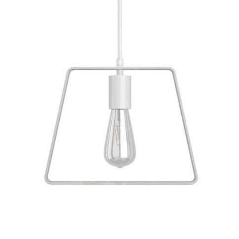 Pendant lamp with textile cable, Duedì Base lampshade and metal details - Made in Italy