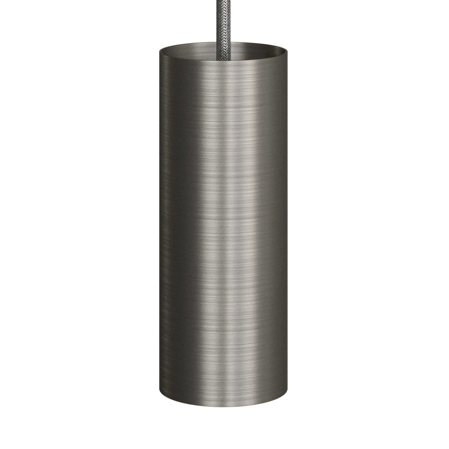 Pendant lamp with textile cable, Tub-E14 lampshade and metal details - Made in Italy